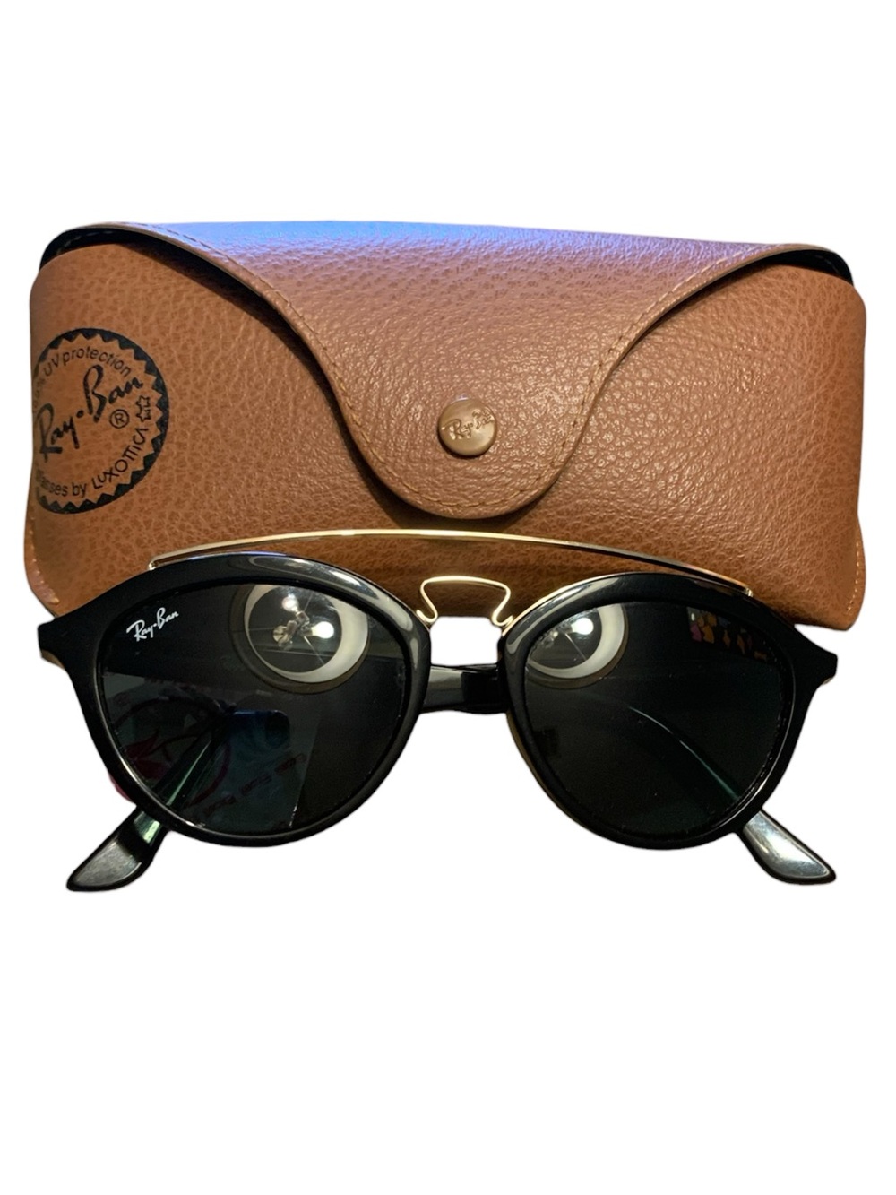 Ray-Ban Gatsby II RB4257 Sunglasses Black Gold Double Bridge Small With Case
